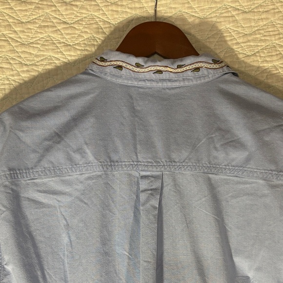 Embroidered Blue Button Down Shirt - Picture 5 of 5